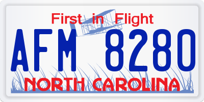 NC license plate AFM8280