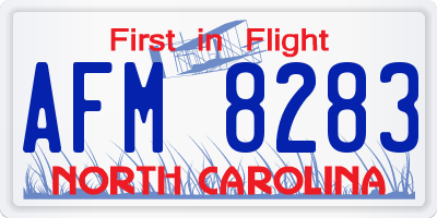 NC license plate AFM8283