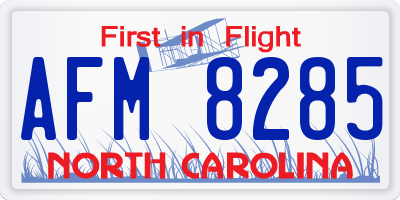NC license plate AFM8285