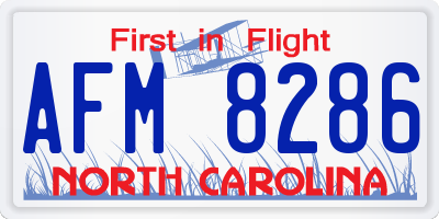 NC license plate AFM8286