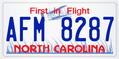 NC license plate AFM8287