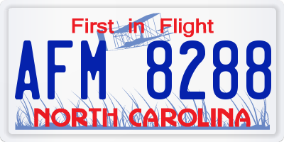 NC license plate AFM8288