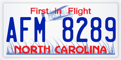 NC license plate AFM8289