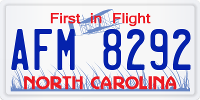 NC license plate AFM8292
