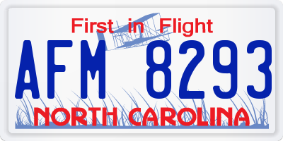 NC license plate AFM8293