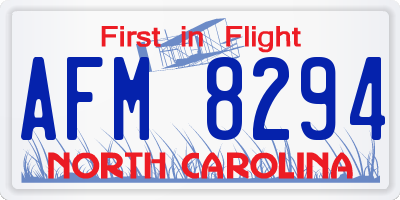 NC license plate AFM8294