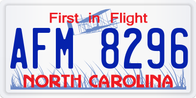 NC license plate AFM8296
