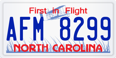 NC license plate AFM8299