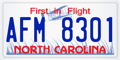 NC license plate AFM8301