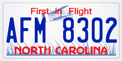 NC license plate AFM8302