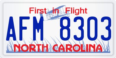 NC license plate AFM8303