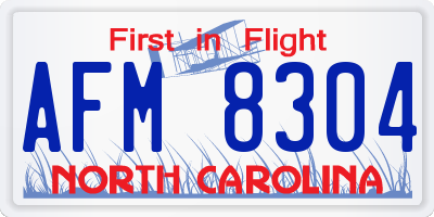 NC license plate AFM8304