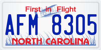 NC license plate AFM8305