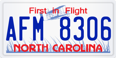 NC license plate AFM8306