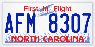 NC license plate AFM8307