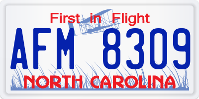 NC license plate AFM8309