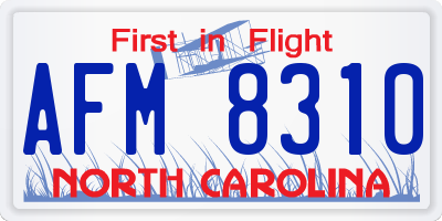 NC license plate AFM8310