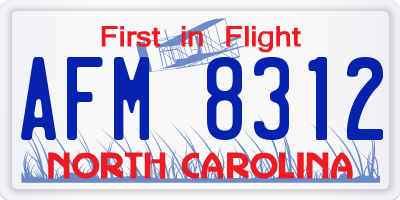 NC license plate AFM8312