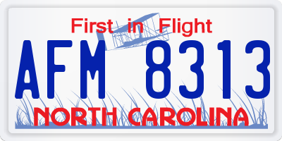 NC license plate AFM8313