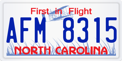NC license plate AFM8315