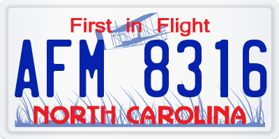 NC license plate AFM8316