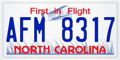 NC license plate AFM8317