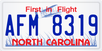 NC license plate AFM8319