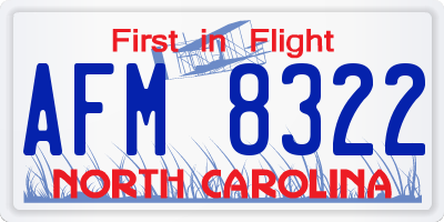 NC license plate AFM8322