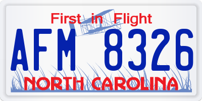 NC license plate AFM8326