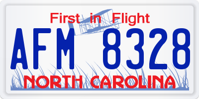 NC license plate AFM8328