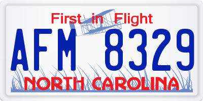 NC license plate AFM8329