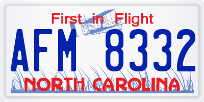 NC license plate AFM8332