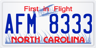 NC license plate AFM8333