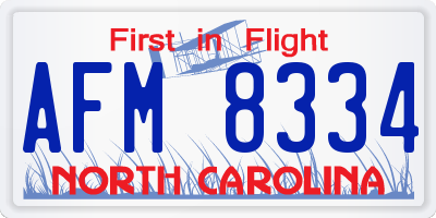 NC license plate AFM8334