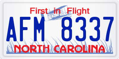 NC license plate AFM8337