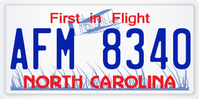 NC license plate AFM8340