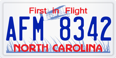 NC license plate AFM8342