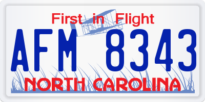 NC license plate AFM8343
