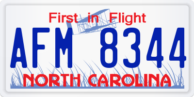 NC license plate AFM8344
