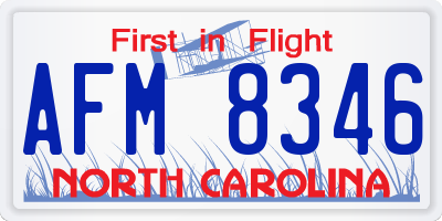 NC license plate AFM8346