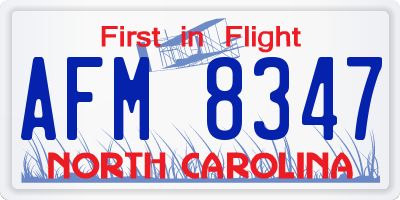 NC license plate AFM8347