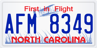NC license plate AFM8349
