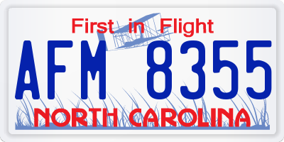NC license plate AFM8355