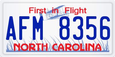 NC license plate AFM8356