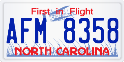 NC license plate AFM8358