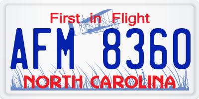 NC license plate AFM8360