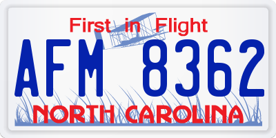 NC license plate AFM8362
