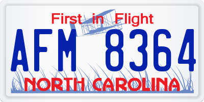 NC license plate AFM8364