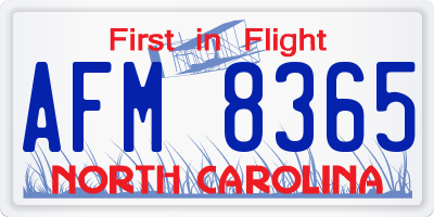 NC license plate AFM8365