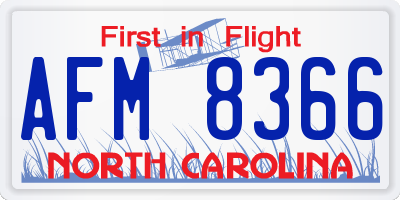 NC license plate AFM8366